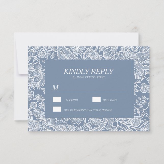Dusty Blue Chinoiserie Floral RSVP (Anverso)