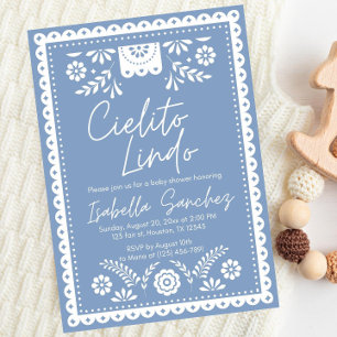Dusty Blue Cielito lindo invitación a la ducha par