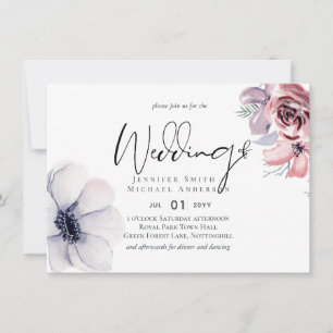 Dusty Blue Coral Modern Wedn Invitation Presupuest