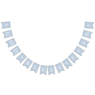 Dusty Blue Cross White Boy Bautismo Banderas