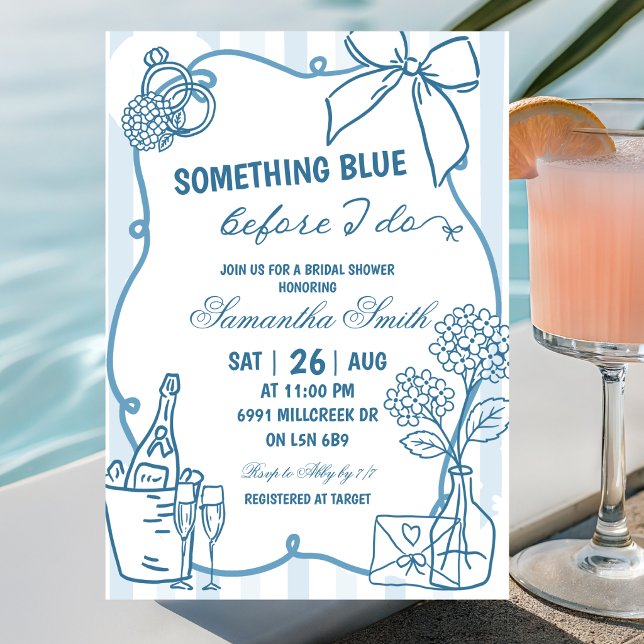 Dusty Blue Doodle Invitación de Despedida de Solte (Subido por el creador)
