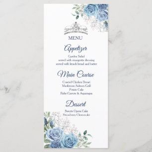 Dusty Blue Dress Carta de menú Quinceañera