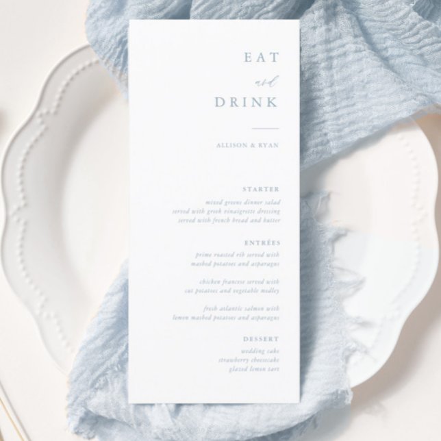 Dusty Blue Elegant Calligraphy Boda Menú (Subido por el creador)