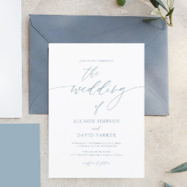 Dusty Blue Elegant Invitaciones simples a la boda