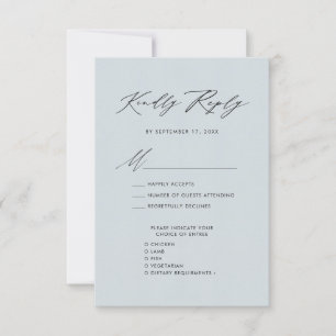 Dusty Blue Elegant Script Boda Minimalista RSVP
