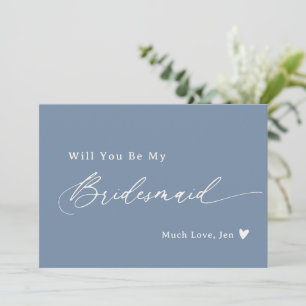 Dusty Blue Elegant Script Bridesmaid Tarjeta de Pr