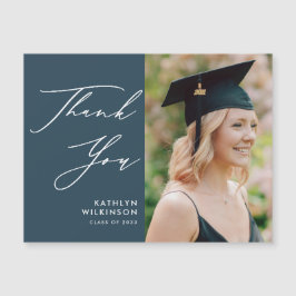 Dusty Blue Elegant Script Graduation Gracias