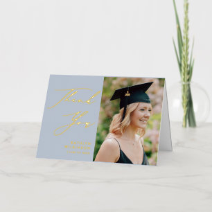 Dusty Blue Elegant Script Graduation Gracias