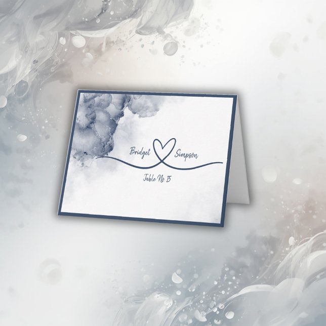 Dusty Blue elegante Marble invitadas Tarjetas de a (Subido por el creador)