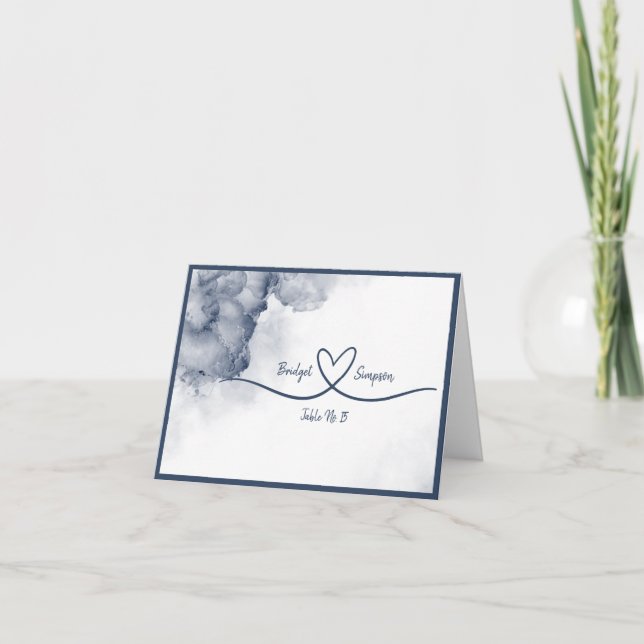 Dusty Blue elegante Marble invitadas Tarjetas de a (Anverso)