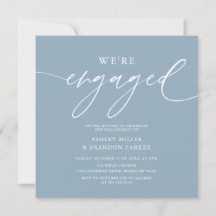 Dusty Blue Engagement Party Square Invitación
