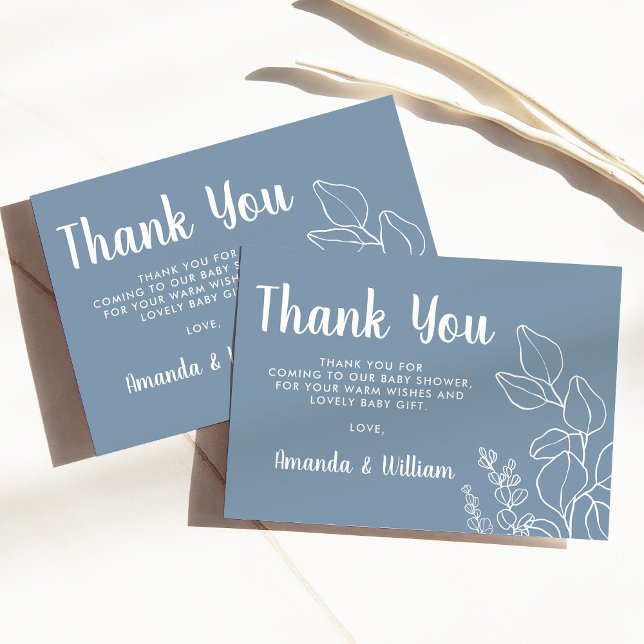 Dusty Blue Eucalyptus Baby Shower Gracias Tarjeta (Subido por el creador)