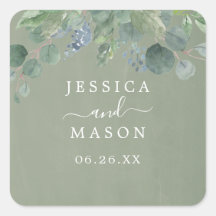 Dusty Blue Eucalyptus Boda Pegatinas Favoritos