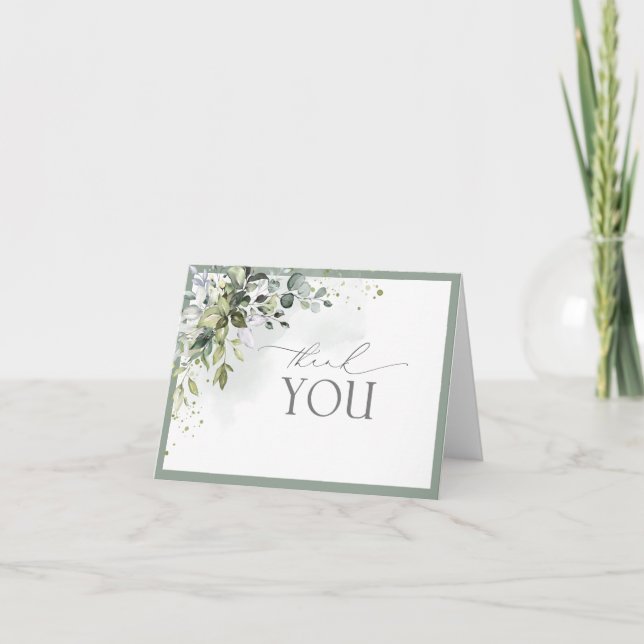 Dusty Blue Eucalyptus Botanical Gracias Tarjeta (Anverso)