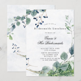 Dusty Blue Eucalyptus Bridesmaids Luncheon Invita