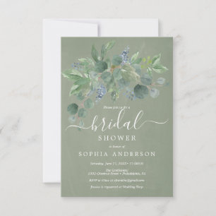 Dusty Blue Eucalyptus Invitaciones a la Ducha Brid