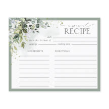 Dusty Blue Eucalyptus Tarjeta de Receta de Ducha B