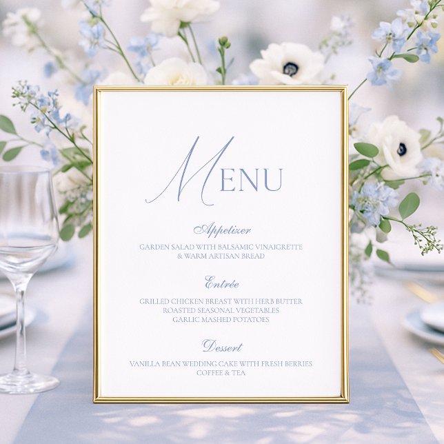 Dusty Blue Fine Art Wedding Menu Card (Subido por el creador)