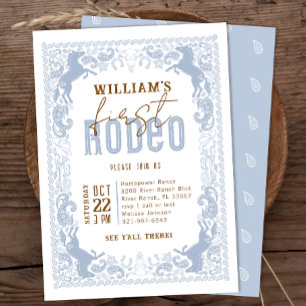 Dusty Blue First Rodeo Invitación al cumpleaños - 