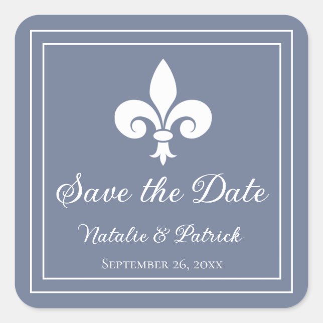 Dusty Blue Fleur de Lis Salven a los Pegatinas de  (Anverso)