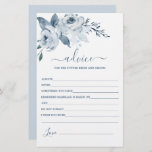 Dusty Blue Floral Advice para la tarjeta de novia<br><div class="desc">Dusty Blue Floral consejo para la tarjeta de novia</div>