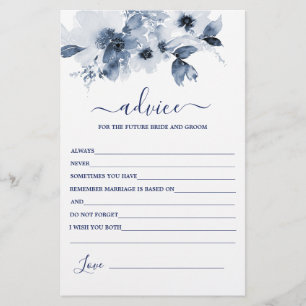 Dusty Blue Floral Advice para la tarjeta de novia