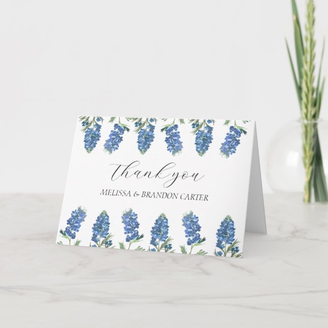 Dusty Blue Floral Agradecimiento de Boda Wildflowe (Anverso)