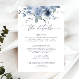 Dusty Blue Floral Boda Detalles de la Tarjeta de G