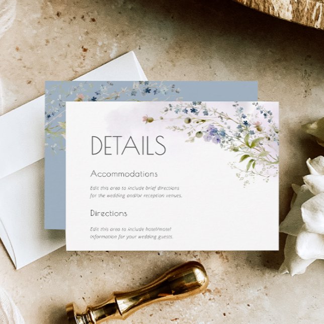 Dusty Blue Floral Boda Detalles de la Tarjeta de G (Subido por el creador)