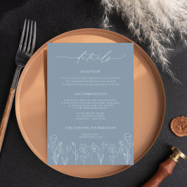 Dusty Blue Floral Boda Detalles de la Tarjeta de G