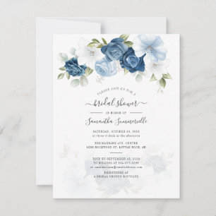 Dusty Blue Floral Bridal Shower Invitación
