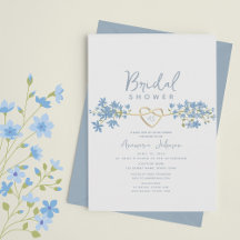 Dusty Blue Floral Bridal Shower Invitación