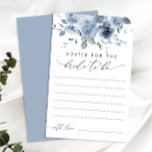 Dusty Blue Floral Bridal Shower Tarjeta de consejo<br><div class="desc">Dusty Blue Floral Bridal Shower Advice Card. Elementos coincidentes disponibles. Vea la colección completa aquí: https://www.zazzle.com/collections/elegant_dusty_blue_floral_bouquet-119743866163758178</div>