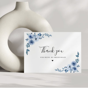 dusty blue floral dama de honor tarjeta de agradec