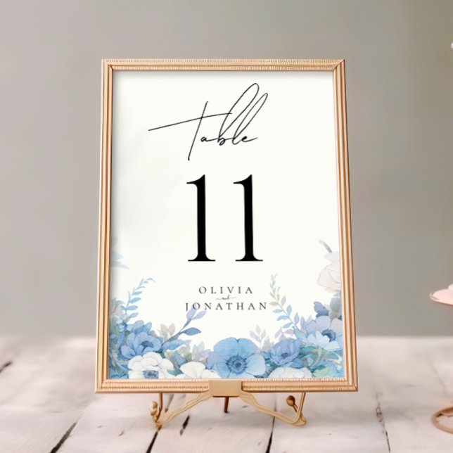 Dusty Blue Floral Elegante números de mesa de boda (Subido por el creador)