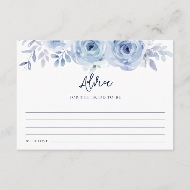Dusty Blue Floral Flor Bridal Shower Tarjeta de co (Anverso)
