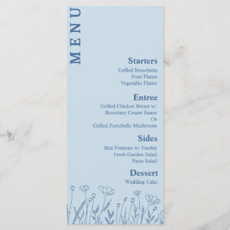Dusty Blue Floral Food and Bebe Menu