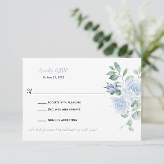 Dusty Blue Floral RSVP |