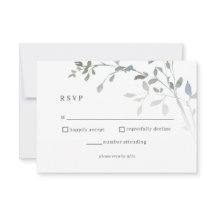 Dusty Blue Floral RSVP Boda Tarjeta de Recepción