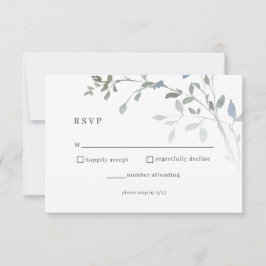 Dusty Blue Floral RSVP Boda Tarjeta de Recepción