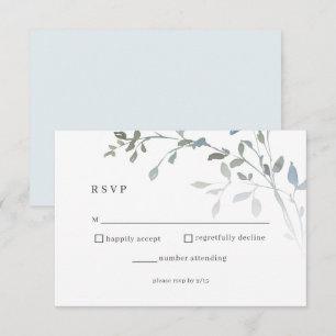 Dusty Blue Floral RSVP Boda Tarjeta de Recepción