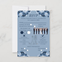 Dusty Blue Floral RSVP with Menu and Dress Code