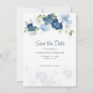 Dusty Blue Floral Salven El Anuncio De Fecha