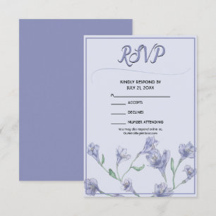 Dusty Blue Floral Watercolor Wedding RSVP