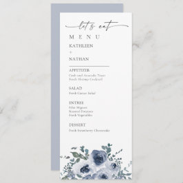 Dusty Blue Floral Wedding Menu