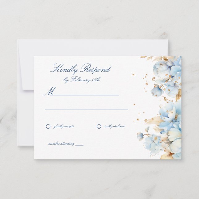 Dusty Blue Floral Wedding RSVP (Anverso)