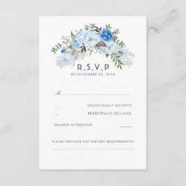 Dusty Blue Floral Wedding RSVP