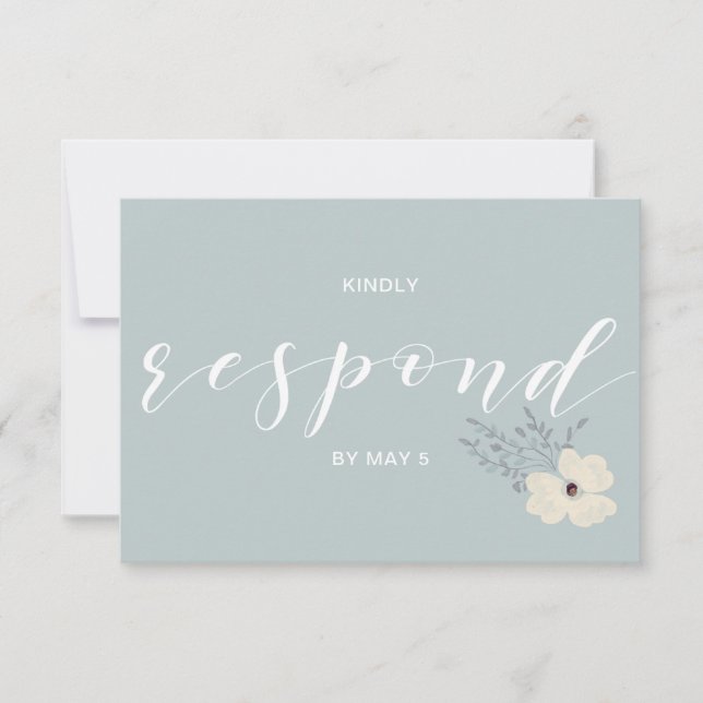Dusty Blue Floral Wedding rsvp (Anverso)