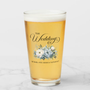 Dusty Blue Floral White Favor de la boda