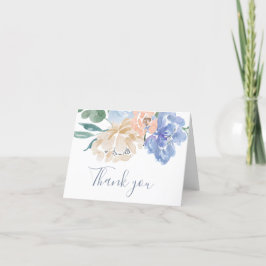 Dusty Blue Florals Boda Gracias Tarjeta